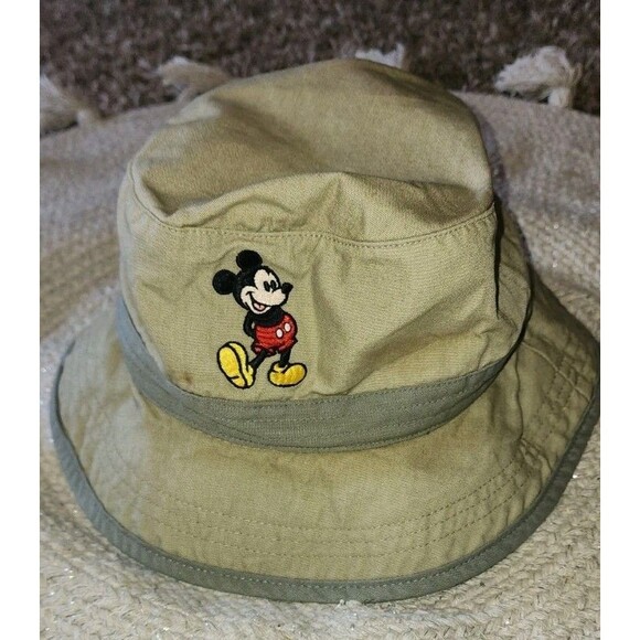 Vintage Disney Hat Cap Bucket Tan Khaki Mickey Mouse Fishing 90s Y2K Adult - Picture 1 of 5